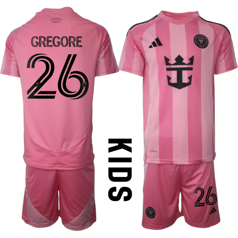Youth 2025-2026 Club Inter Milan CF home Pink 26 Soccer Jersey